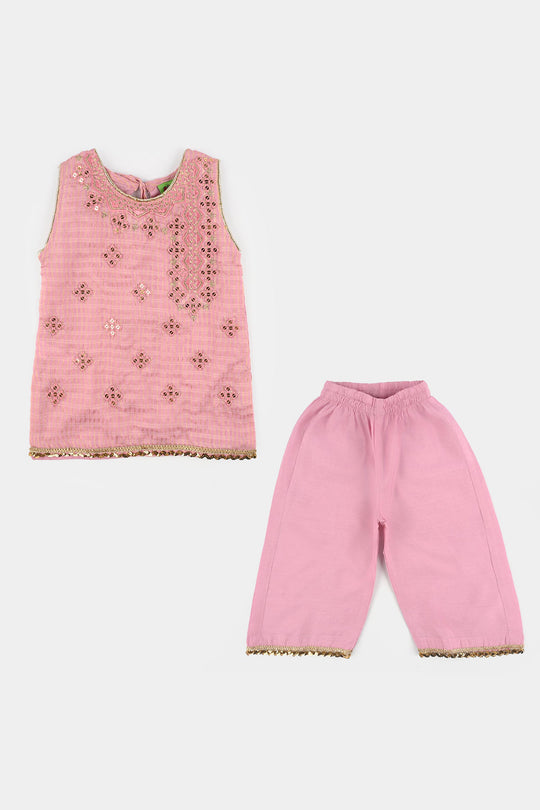 Infant Girls Jacquard 2 Piece Set (Glitter) - Pink