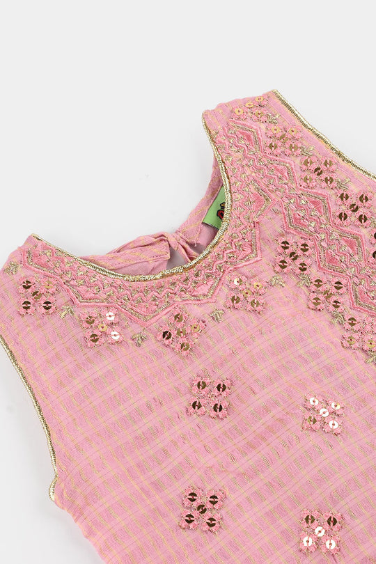 Infant Girls Jacquard 2 Piece Set (Glitter) - Pink