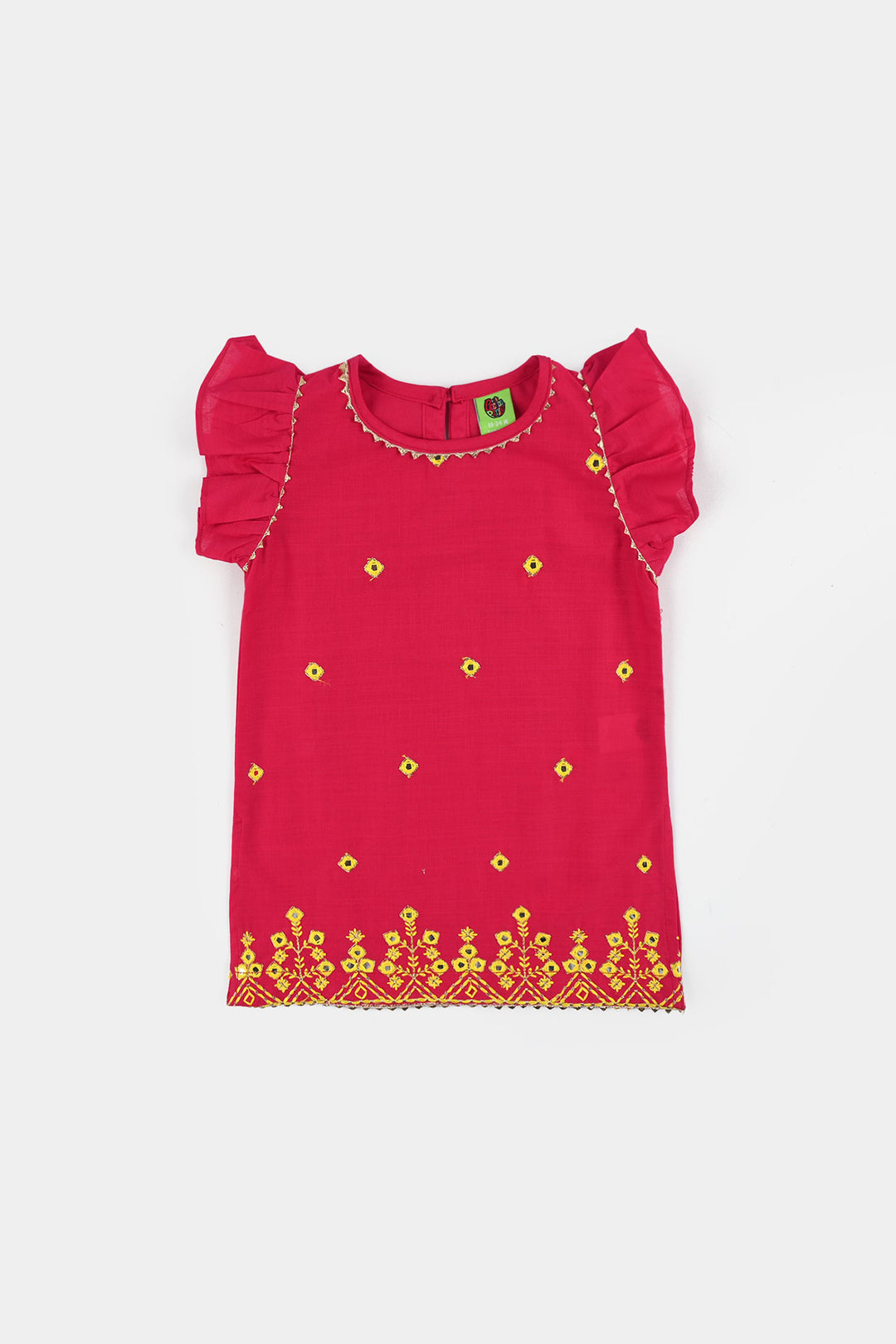 Infant Girls Cotton Slub 2Pc Suit (Pari) - Shocking Pink