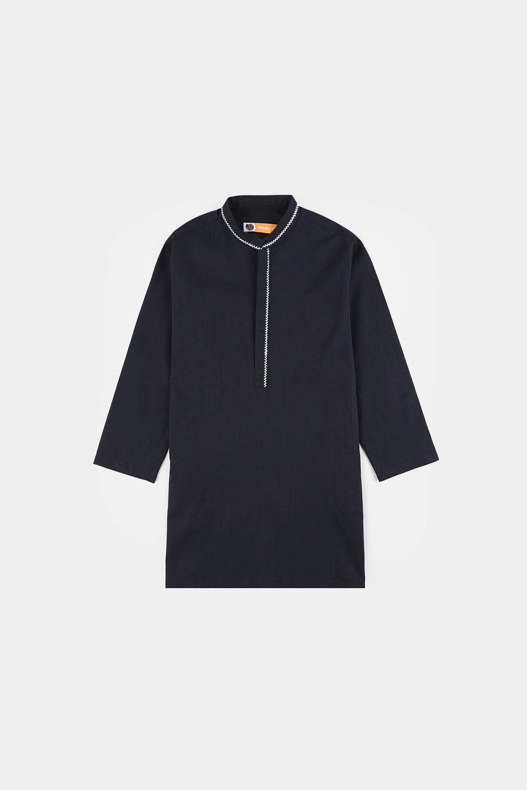 Boys Cotton Slub Embroidered Kurta (Zigzag) - Blue