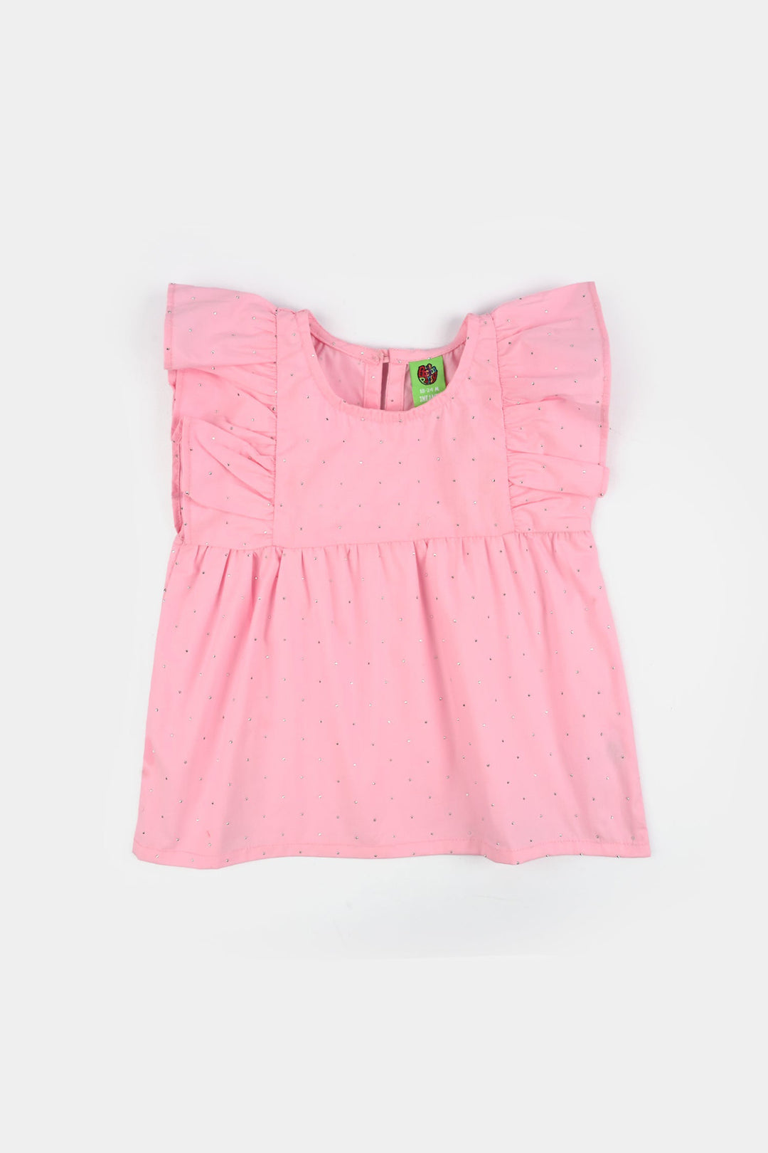 Infant Girls Cotton Casual Top Silver Studs-PINK