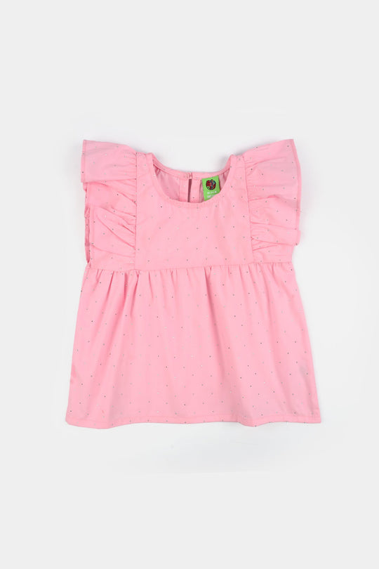 Infant Girls Cotton Casual Top Silver Studs-PINK