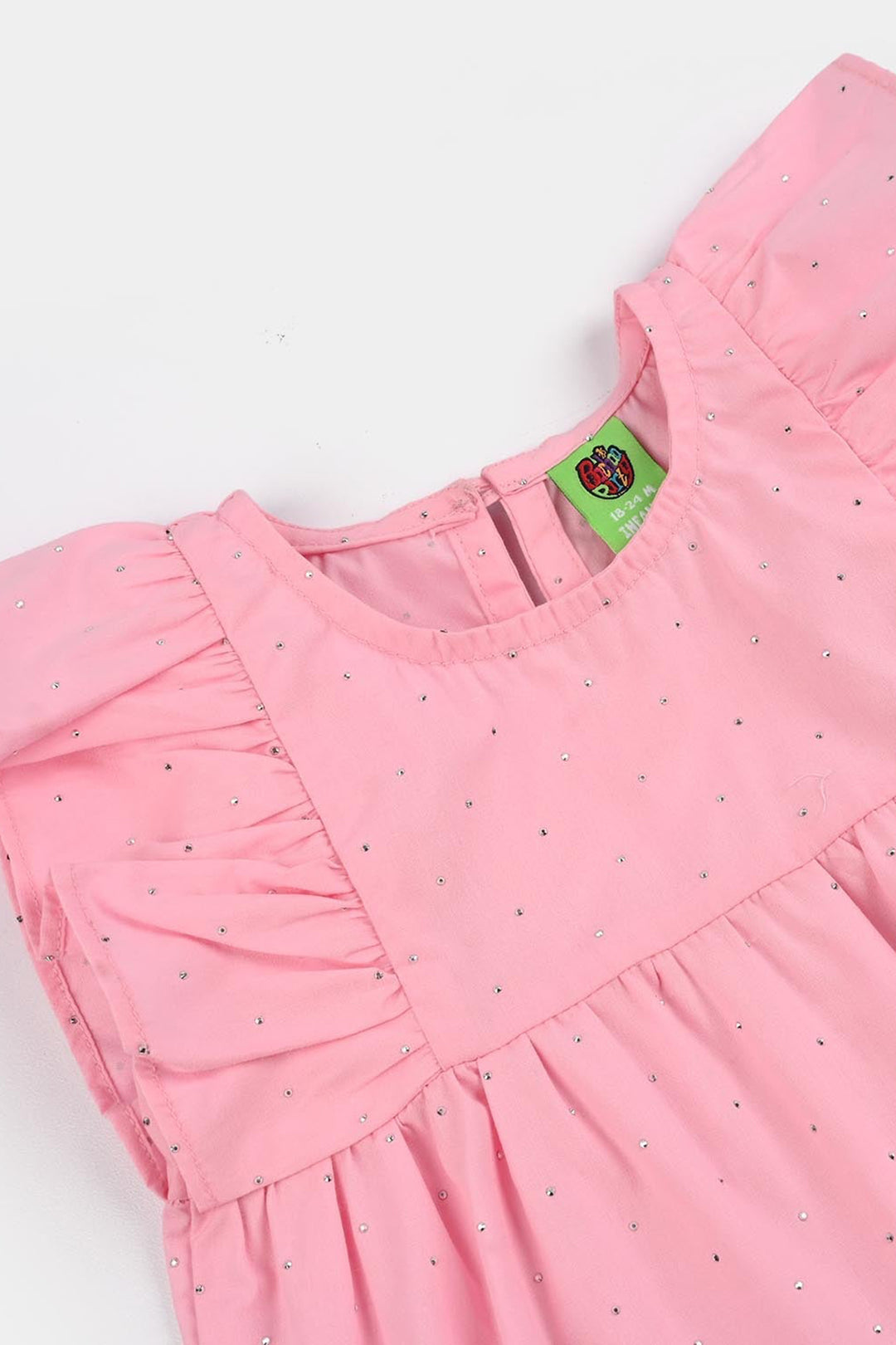 Infant Girls Cotton Casual Top Silver Studs-PINK