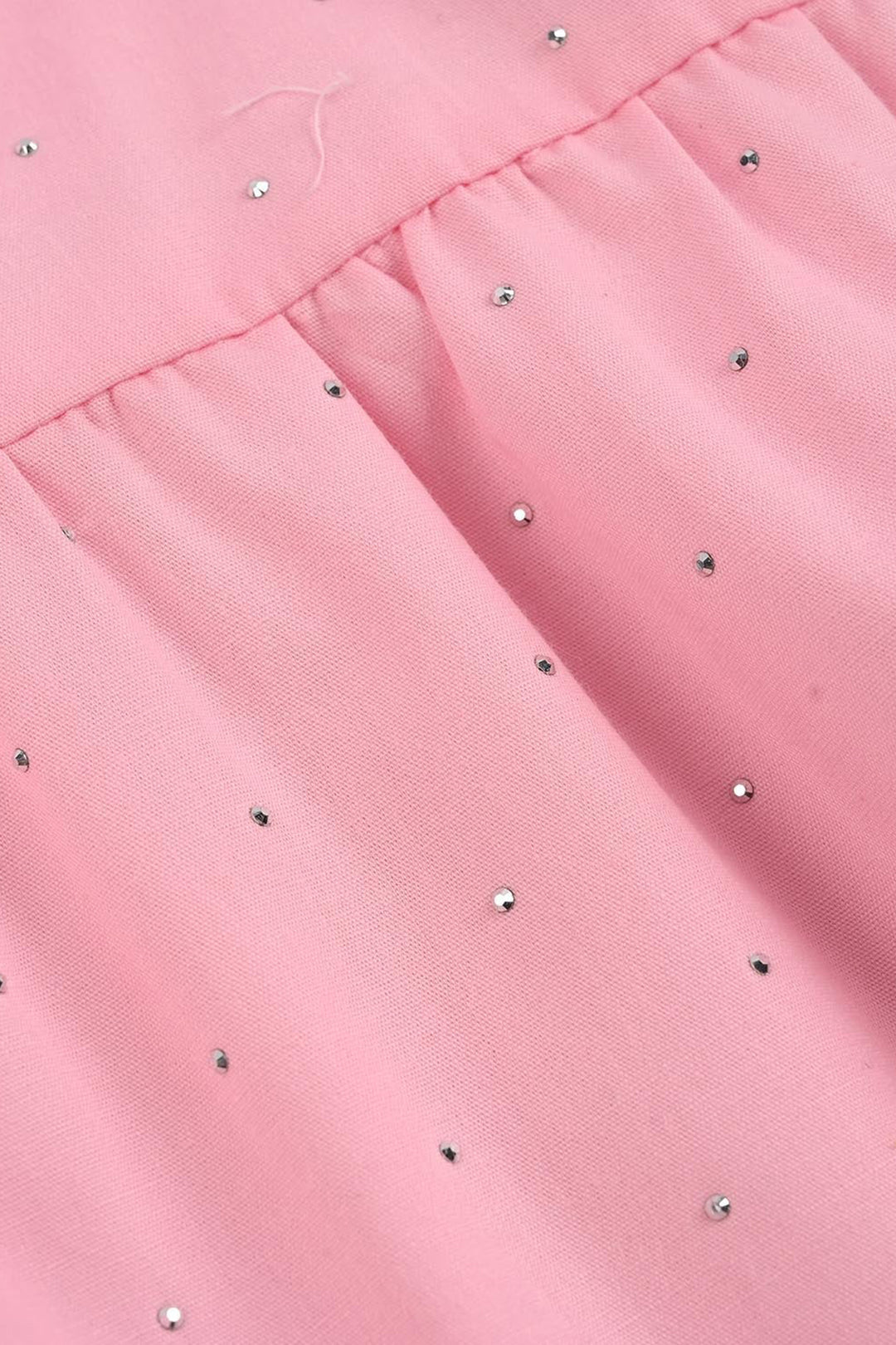 Infant Girls Cotton Casual Top Silver Studs-PINK