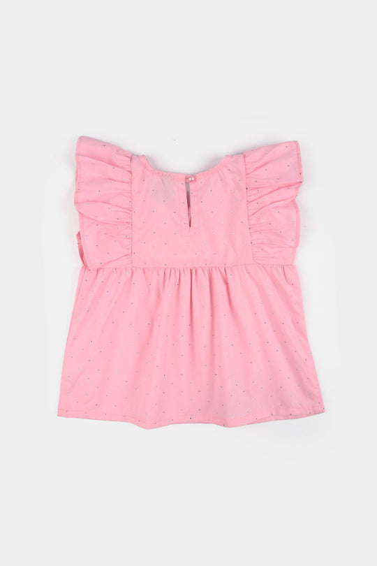 Infant Girls Cotton Casual Top Silver Studs-PINK