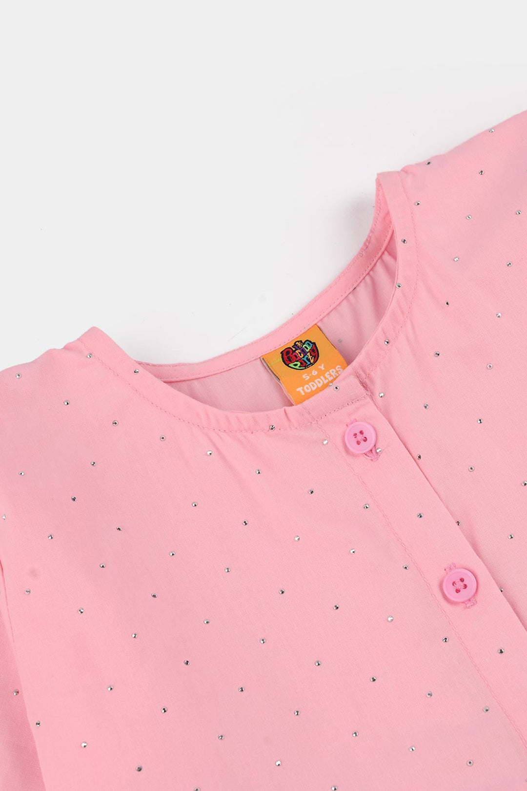 Girls Cotton Casual Top Silver Studs-PINK