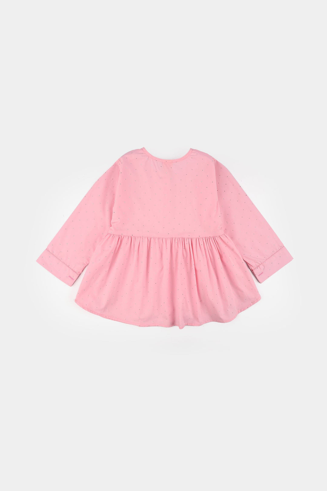 Girls Cotton Casual Top Silver Studs-PINK