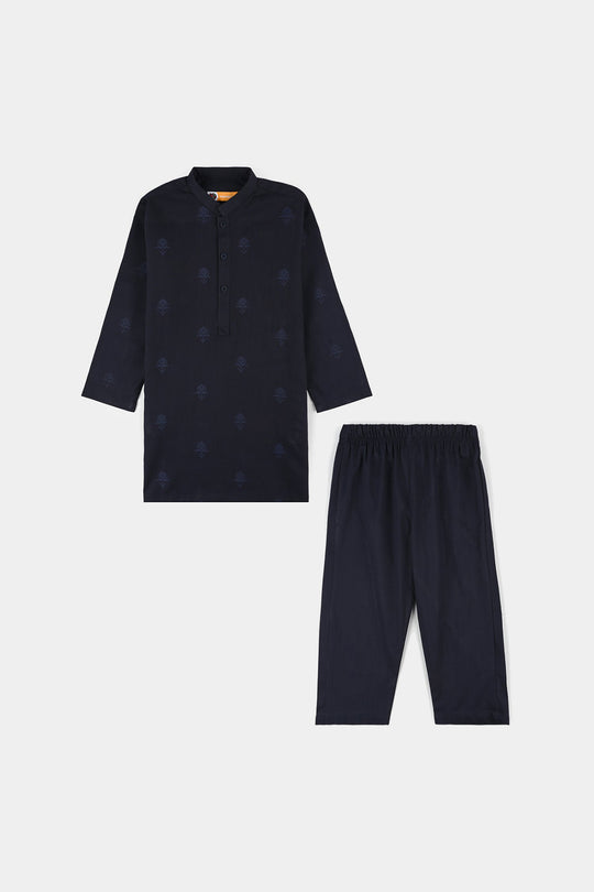 Boys Cotton Slub 2Piece Suit (Royal)-Blue