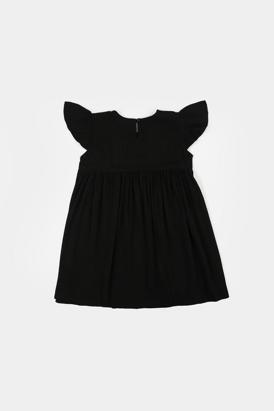 Girls Cotton Casual Frock Dusky-BLACK