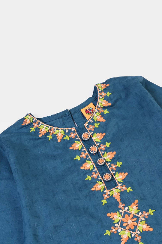Girls Jacquard Emb 2Pcs Zareen - Teal Blue