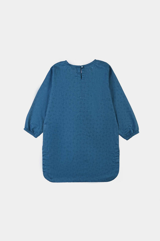 Girls Jacquard Emb 2Pcs Zareen - Teal Blue