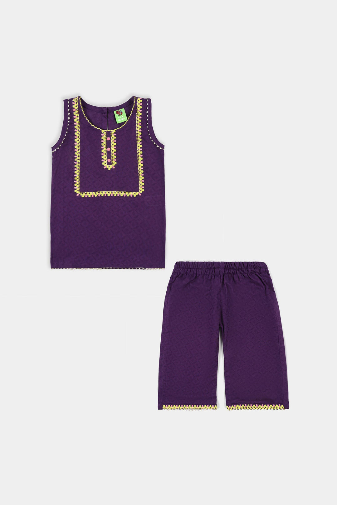 Infant Girls Jacquard Emb 2Pcs Noor Pari-PURPLE