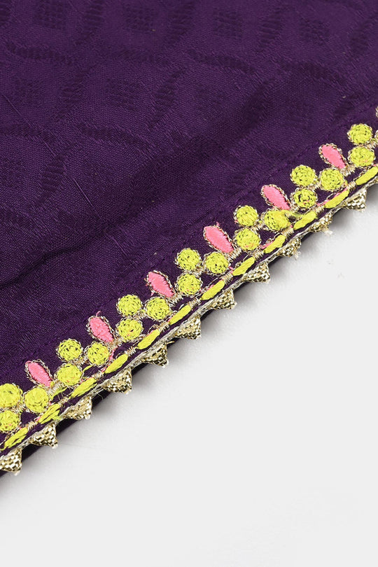 Infant Girls Jacquard Emb 2Pcs Noor Pari-PURPLE