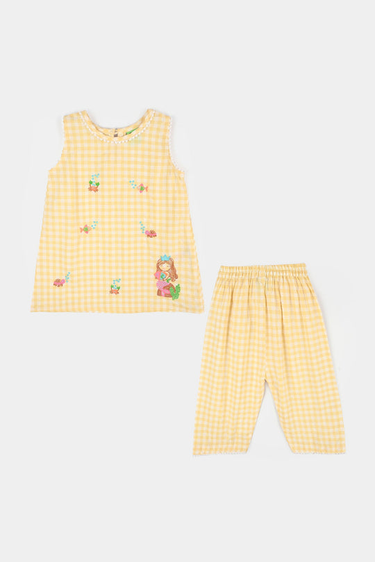 Infant Girls Cotton Emb 2Pcs Little-YELLOW