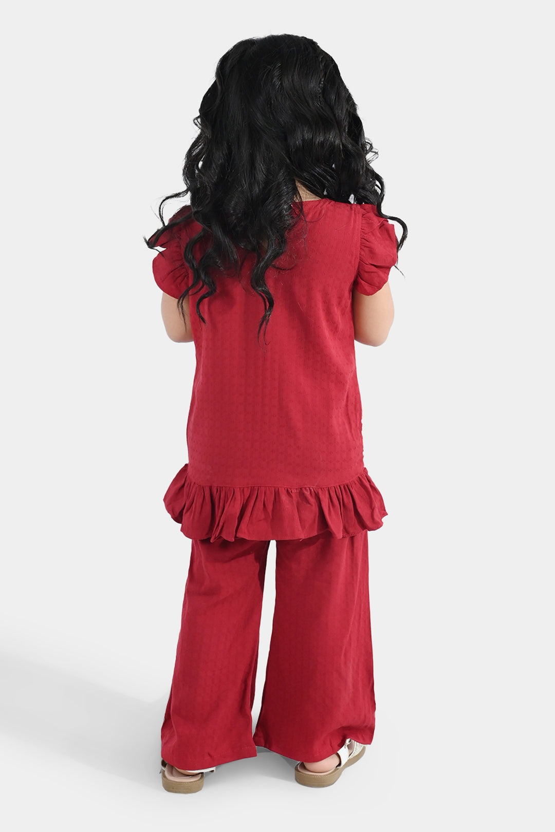 Infant Girls Cotton Emb 2Pcs Little Garden-MAROON