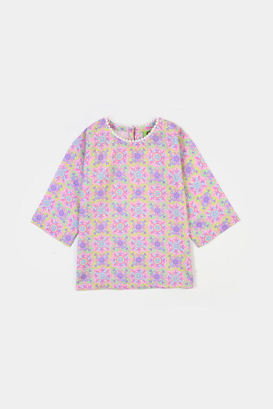 Infant Girls Cotton Printed 2Pcs Geometrical-PINK