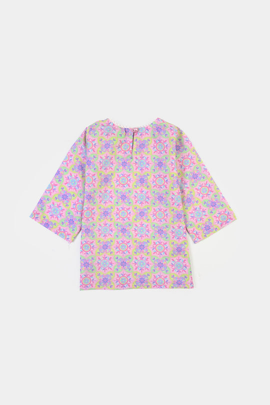 Infant Girls Cotton Printed 2Pcs Geometrical-PINK