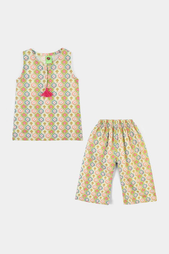 Infant Girls Cotton Printed 2Pcs Petals - Multi