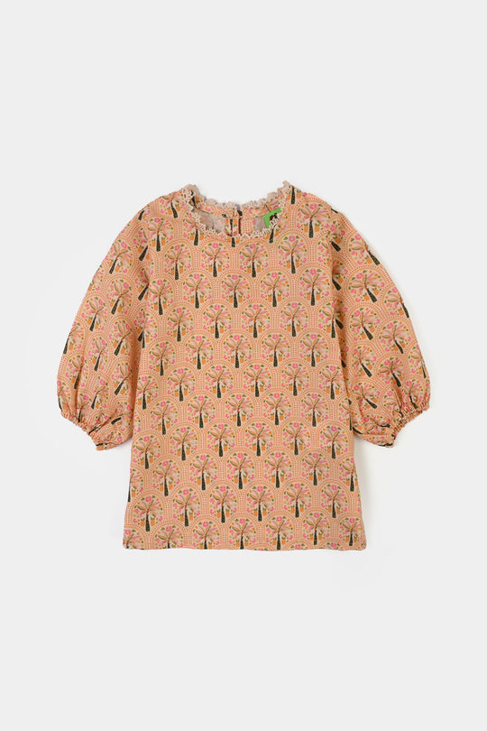 Infant Girls Poly Lawn Printed 2Pcs Palm Tree