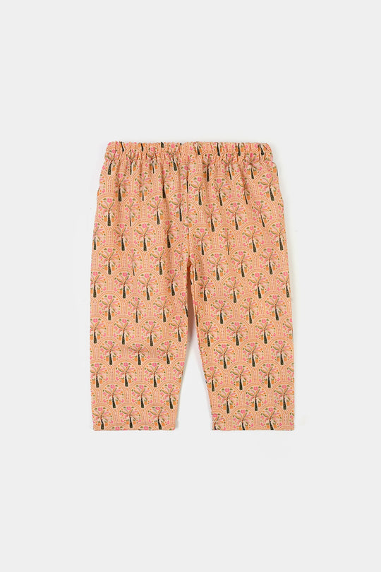 Infant Girls Poly Lawn Printed 2Pcs Palm Tree
