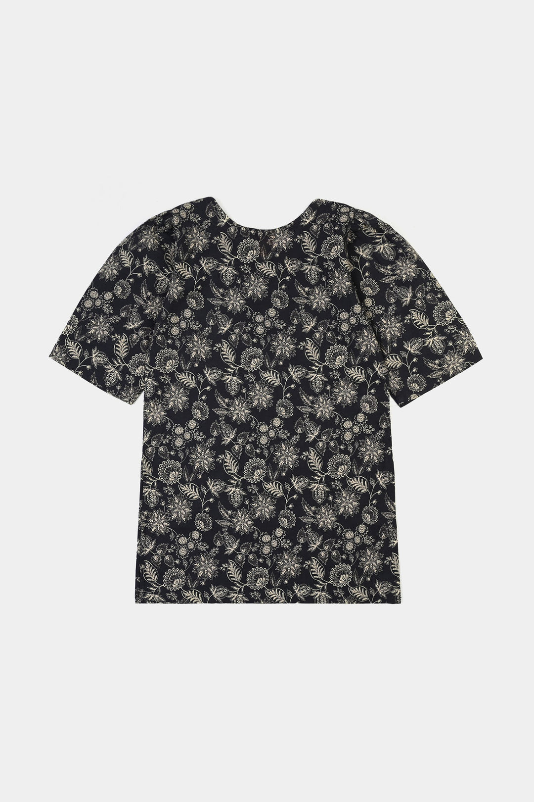 Girls Cotton Printed 2Pcs Mono Chrome-BLACK