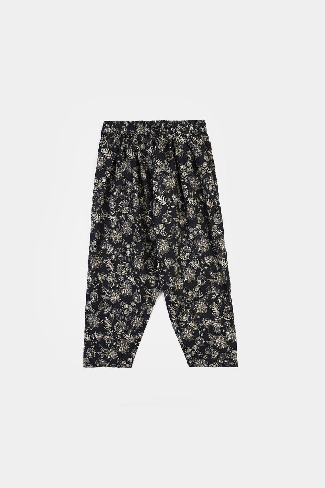 Girls Cotton Printed 2Pcs Mono Chrome-BLACK
