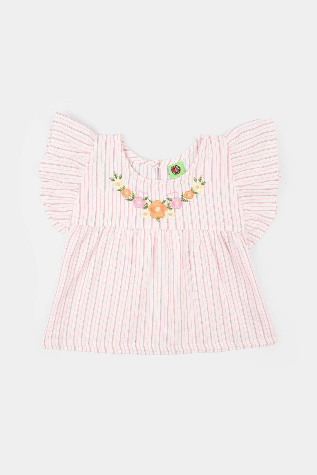 Infant Girls Cotton Slub Emb Top Birdy