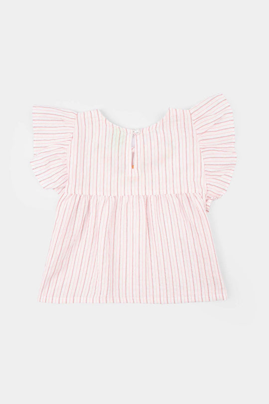 Infant Girls Cotton Slub Emb Top Birdy