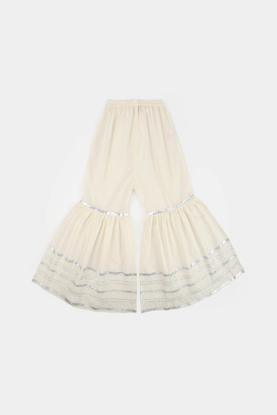 Infant Girls Cotton Flared Gharara-White