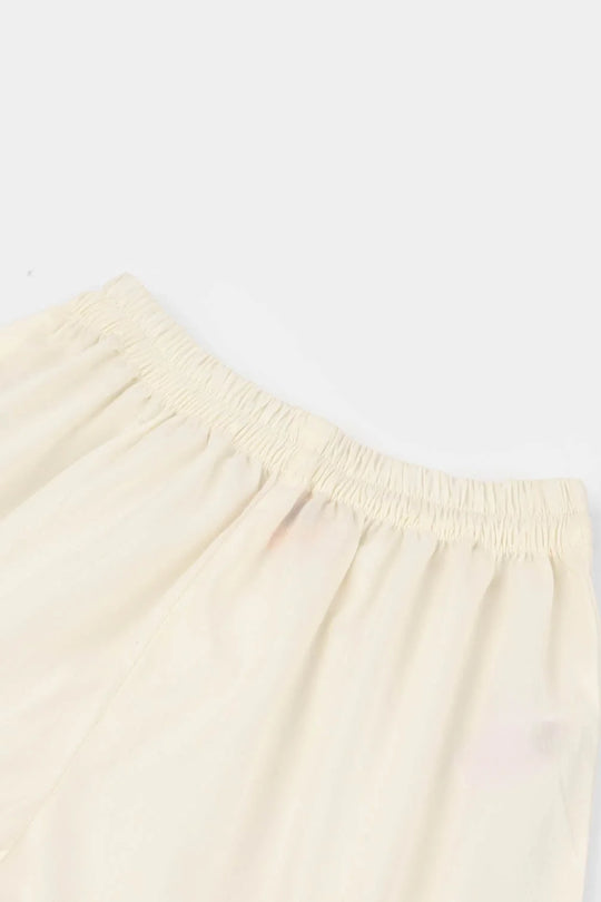 Girls Cotton Flared Gharara - WHITE