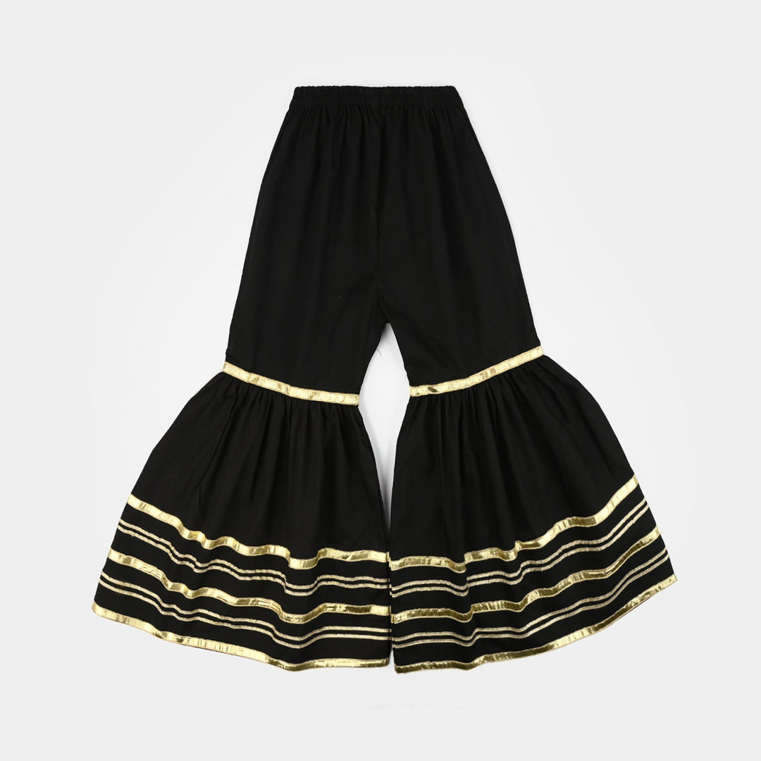 Infant Girls Cotton Flared Gharara -BLACK