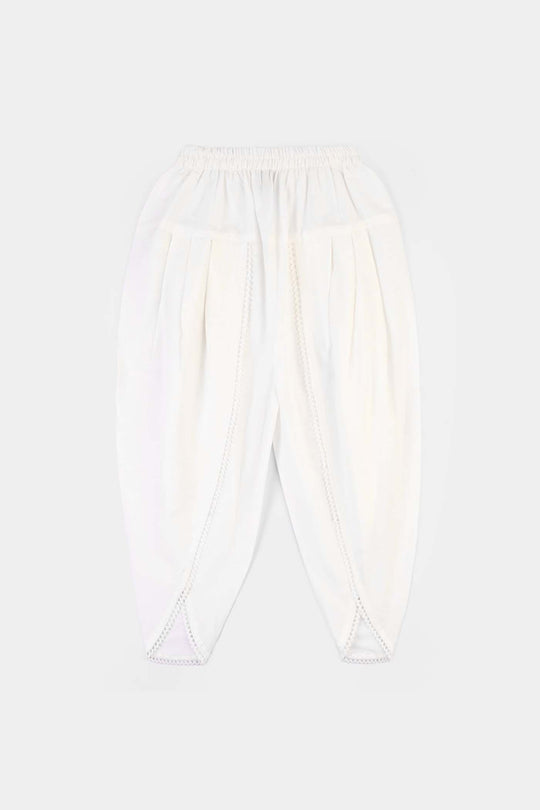 Girls Cotton Tulip Shalwar-White