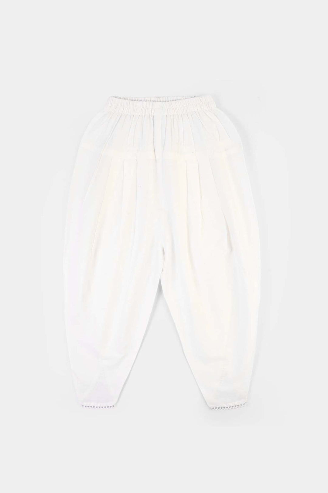 Girls Cotton Tulip Shalwar-White