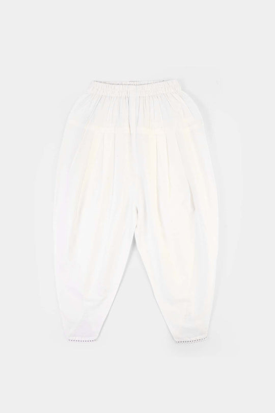 Girls Cotton Tulip Shalwar-White