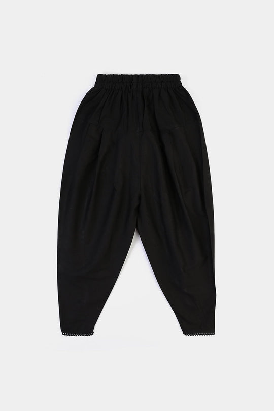 Girls Cotton Tulip Shalwar (Black)