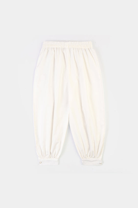 Girls Cotton Harem Pant -WHITE