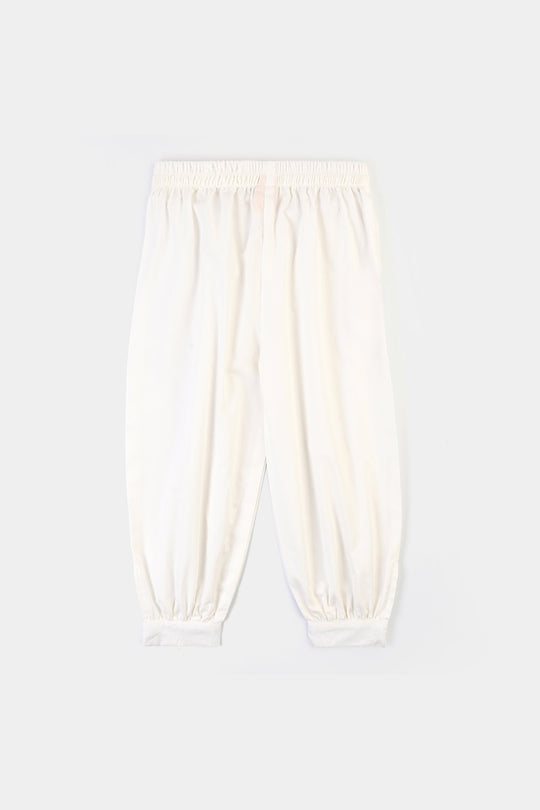 Girls Cotton Harem Pant -WHITE