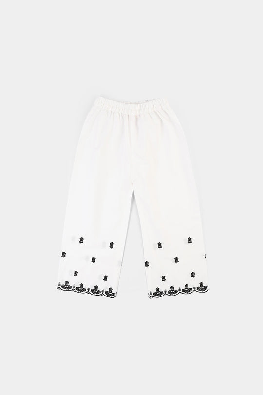 Infant Girls Cotton Emb Culotte -WHITE