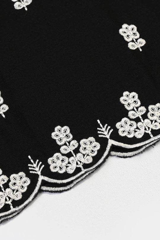 Girls Cotton Emb Culotte -BLACK