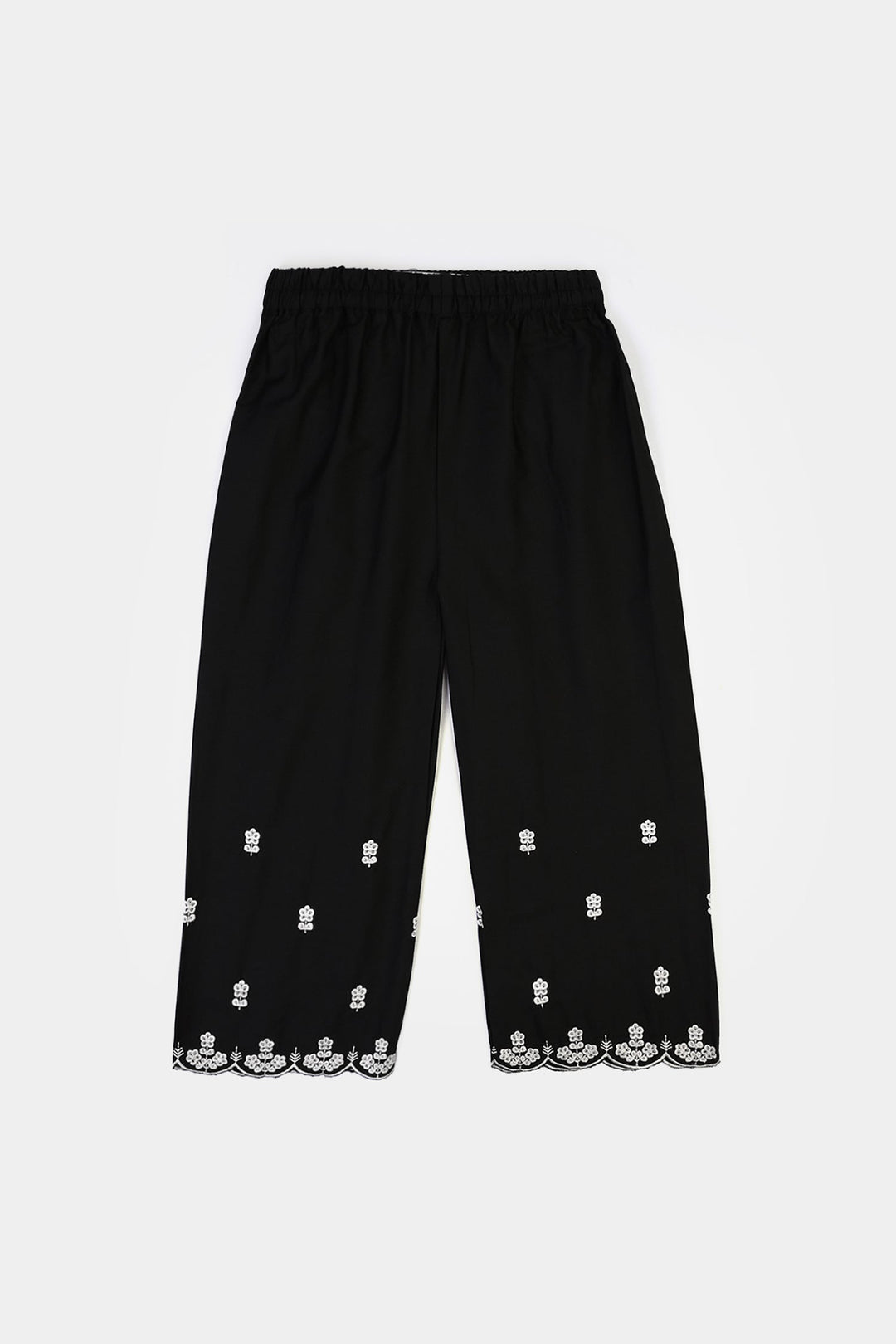 Girls Cotton Emb Culotte -BLACK