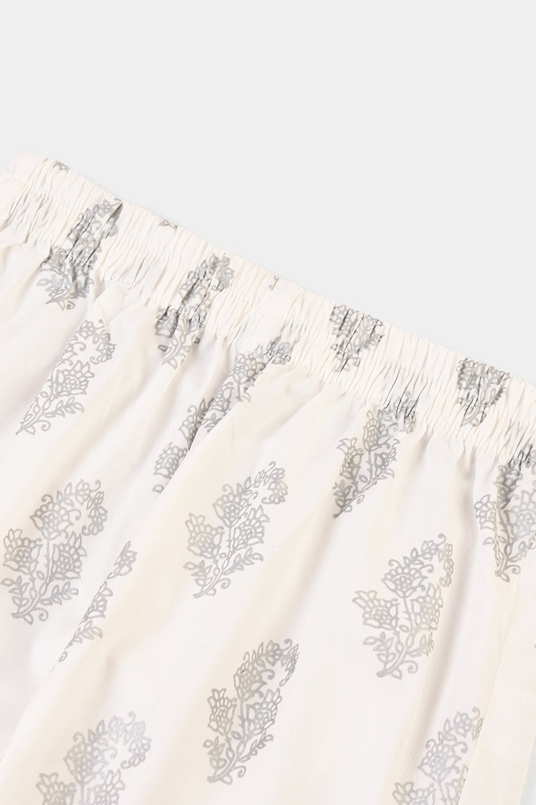 Girls Cotton Screen Print Straight Pant -WHITE