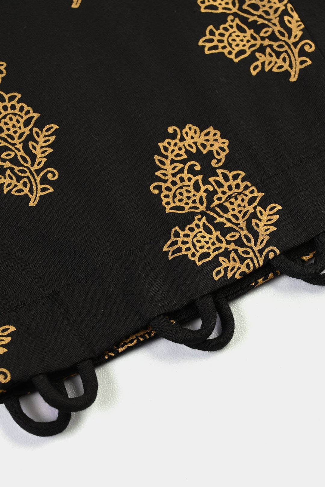 Girls Cotton Screen Print Straight Pant -BLACK