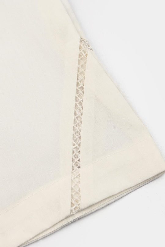 Girls Cotton Straight Pant - White