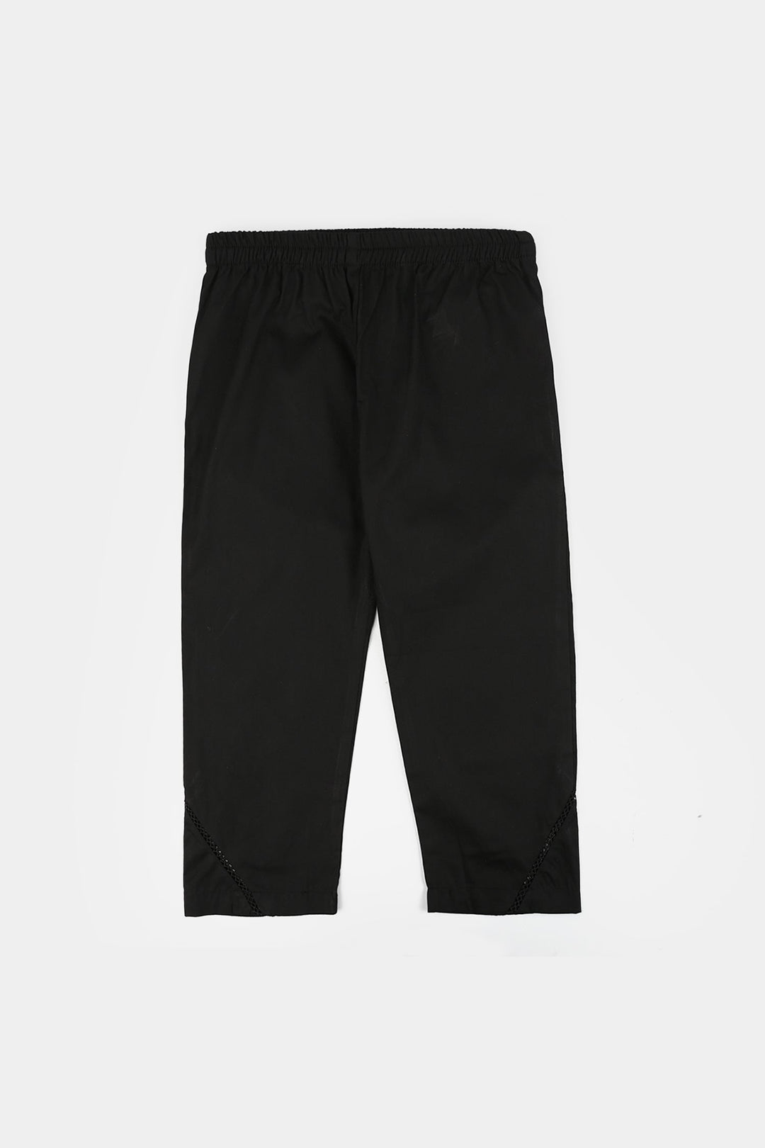 Girls Cotton Straight Pant - BLACK