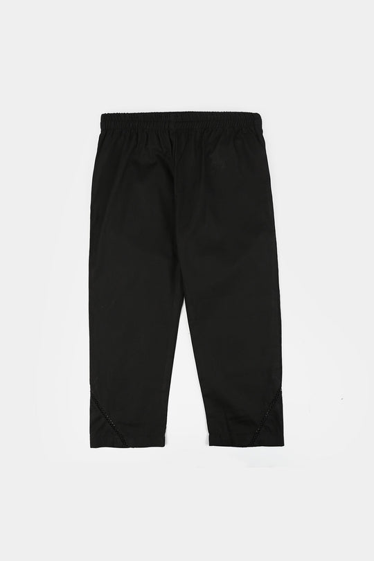 Girls Cotton Straight Pant - BLACK
