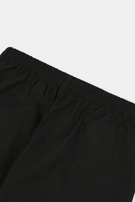 Girls Cotton Straight Pant - BLACK