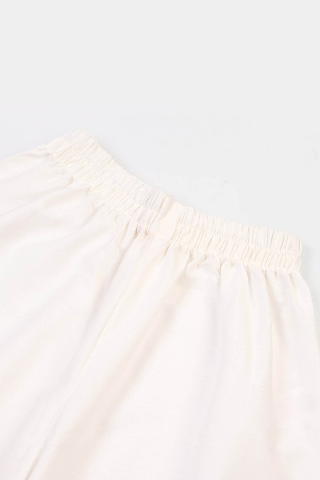 Girls Cotton Flared Dhaka Pant-White
