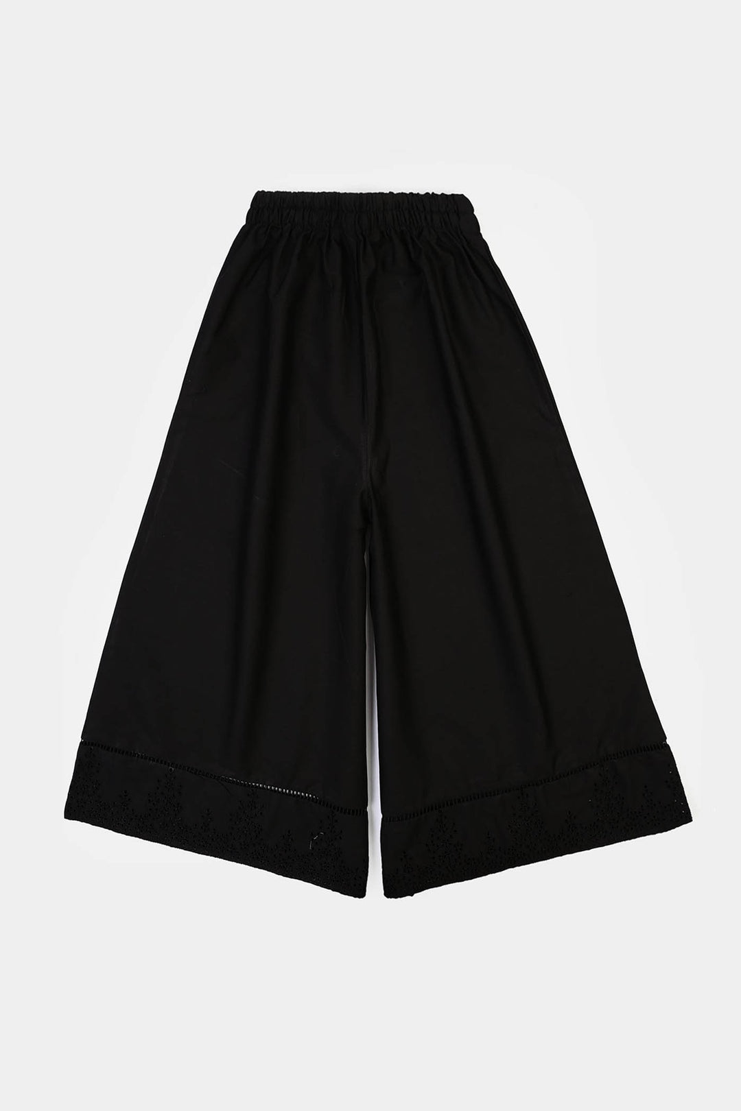 Girls Cotton Flared Dhaka Pant-Black