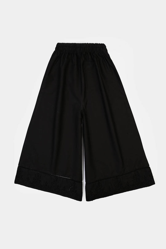 Girls Cotton Flared Dhaka Pant-Black