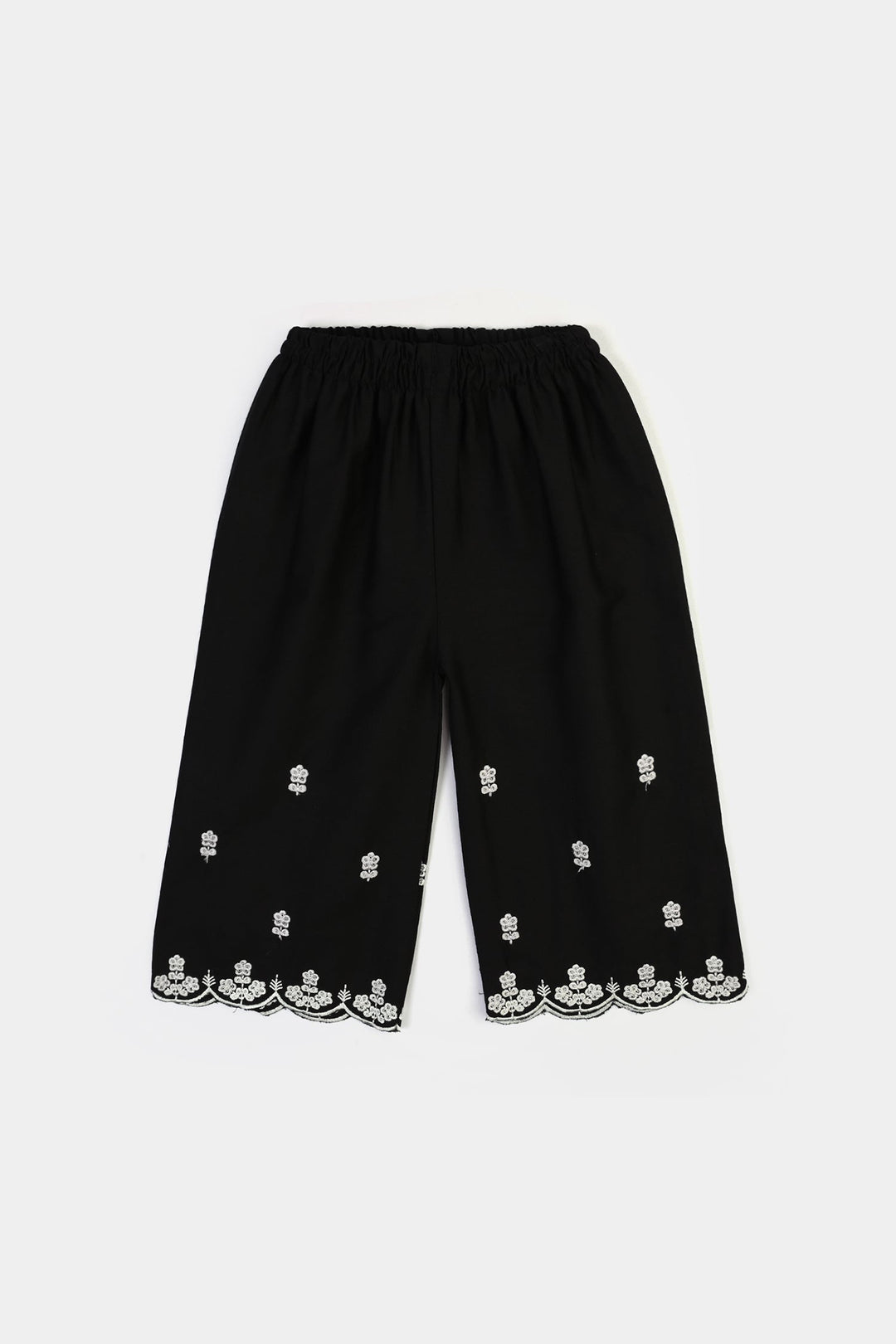 Infant Girls Cotton Emb Culotte -BLACK
